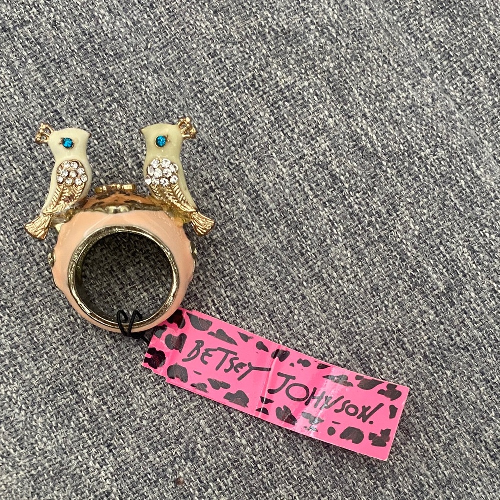 Betsey Johnson Gold Bird Ring with Rhinestones